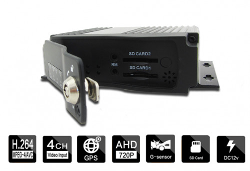 4CH Dual SD Mobile DVR (GPS, GSensor, 4G and WIFI)