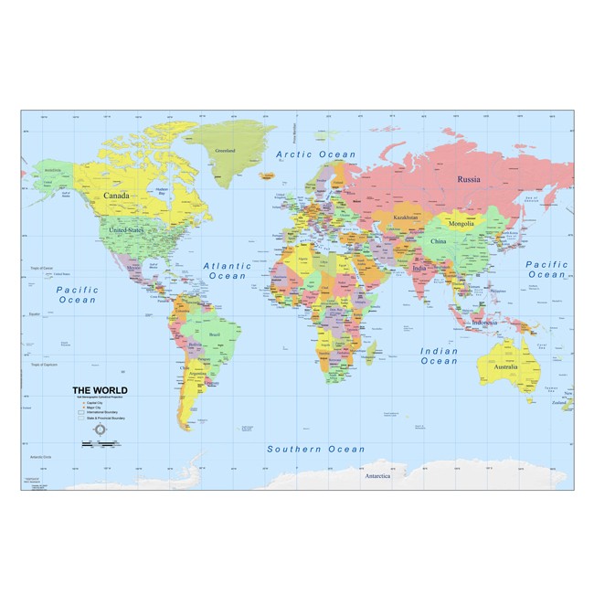 World Map - Laminated Wall Map | SpyTek Surveillance