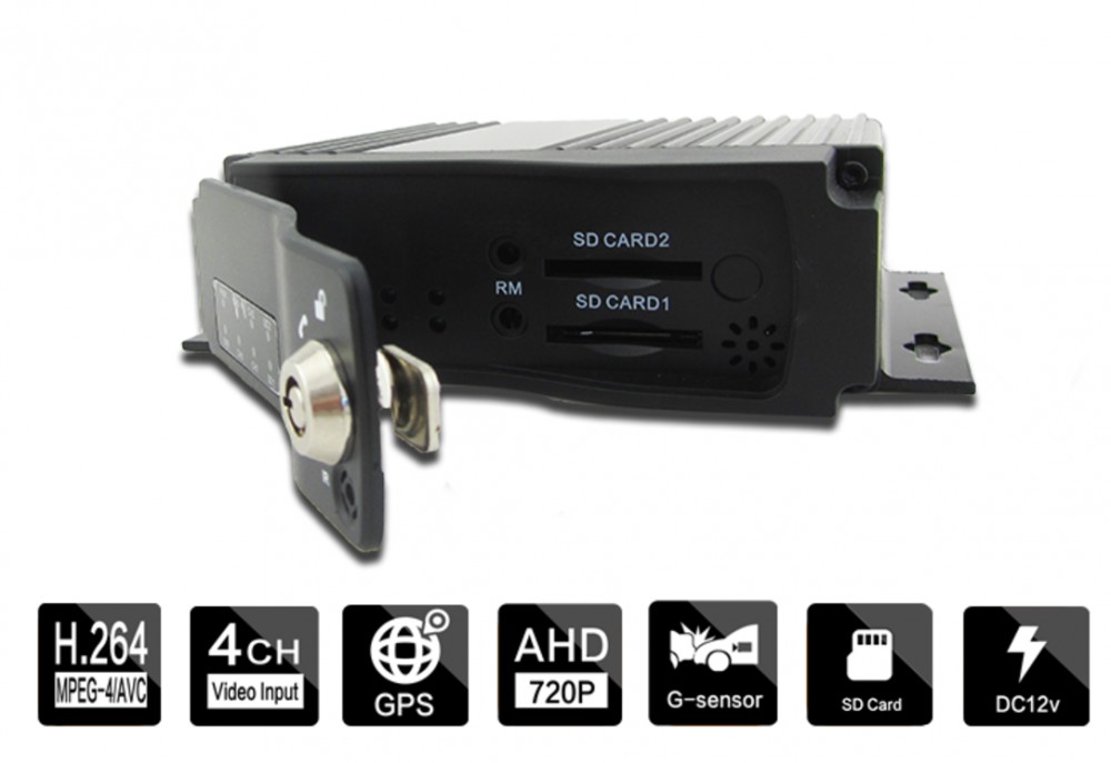 4CH Dual SD Mobile DVR (GPS, GSensor and 4G)