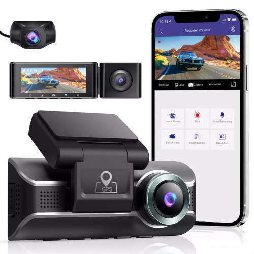 WIFI Dash Camera with Reverse Camera and GPS