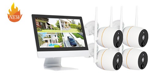 10 inch LCD Monitor Wireless NVR + 4ch Wireless Camera CCTV Kit