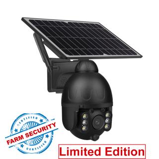 4G Solar Panel Power IP Speed Dome PIR Camera - BLACK
