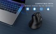 Ergonomic Mouse Wireless Vertical Mouse - Rechargeable Optical Mice for Multi-Purpose (Bluetooth 5.0 + Bluetooth 3.0 + USB Connection) Compatible Apple Mac and Windows Computers - Black