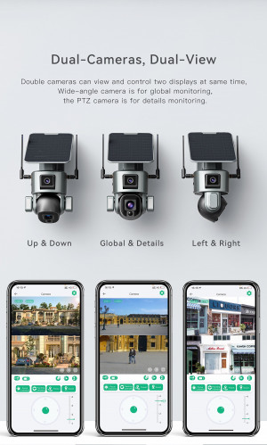 Dual Lens 4K 10X Zoom Solar Camera  - 4G