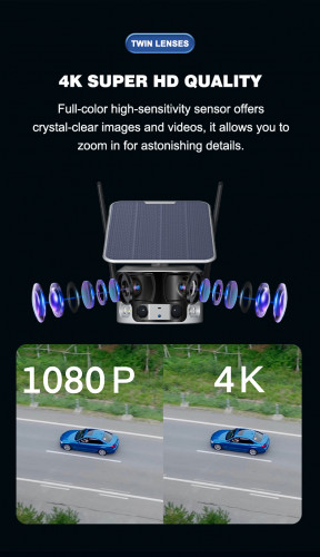 Solar 180° Dual Lens 4G / WIFI 4K Panoramic Camera