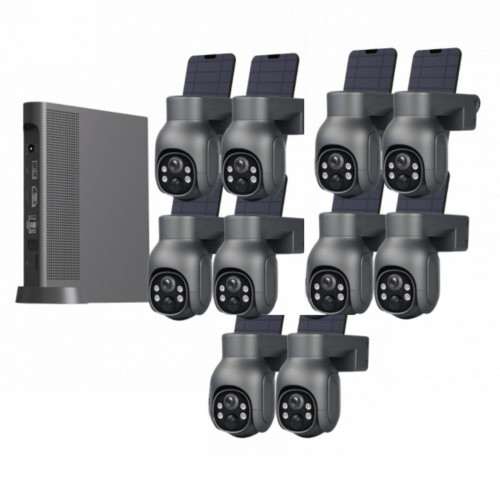 Solar PTZ CCTV 10 Camera Kit  10CH (White)