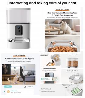 Cat Pet Feeder with Dual Camera Integration